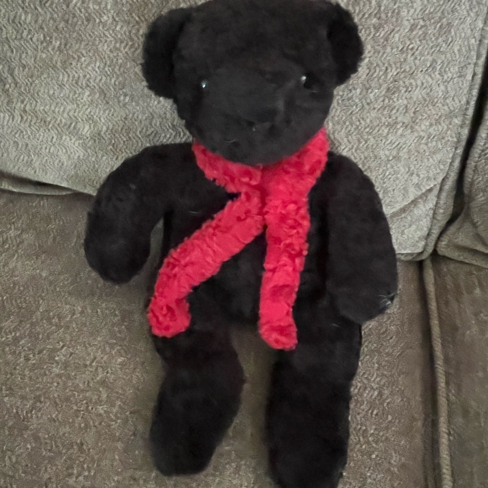 Vintage Pottery Barn black and red Teddy Bear